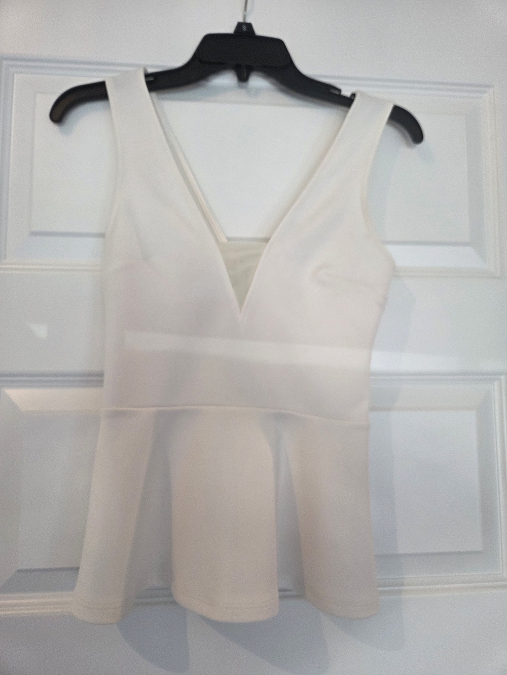 Express White V-Neck Peplum Tank Top